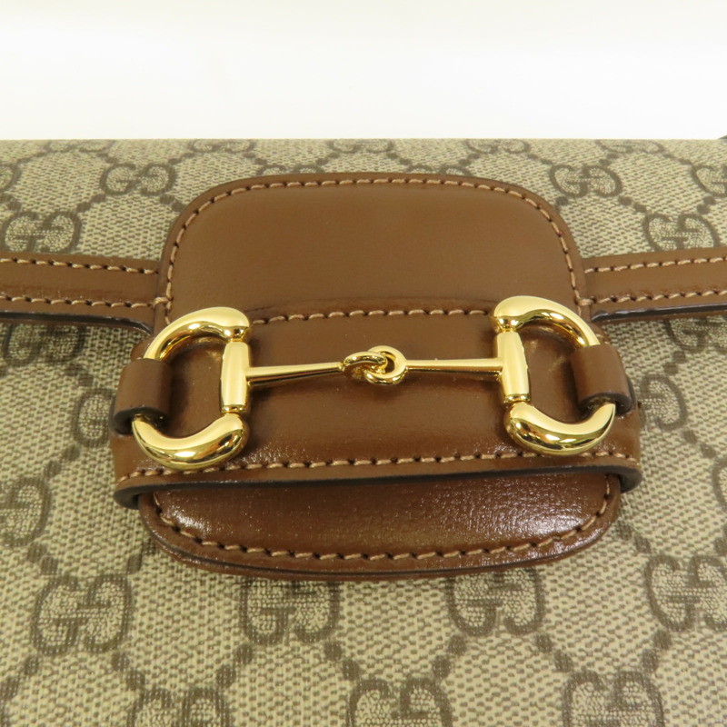 GUCCI 塗層帆布Horsebit 1955 Mini金扣肩背袋-8