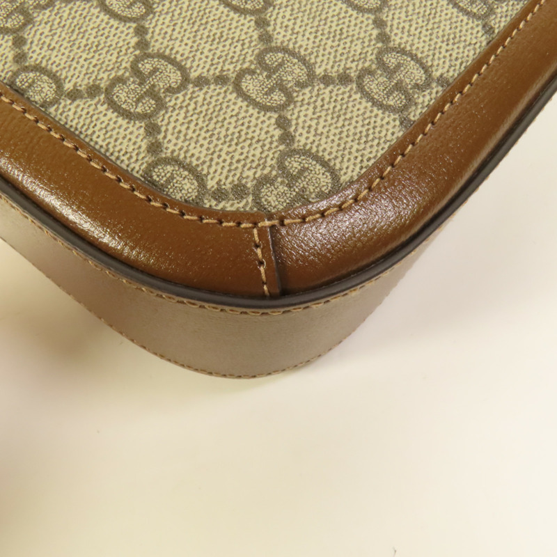 GUCCI 塗層帆布Horsebit 1955 Mini金扣肩背袋-13