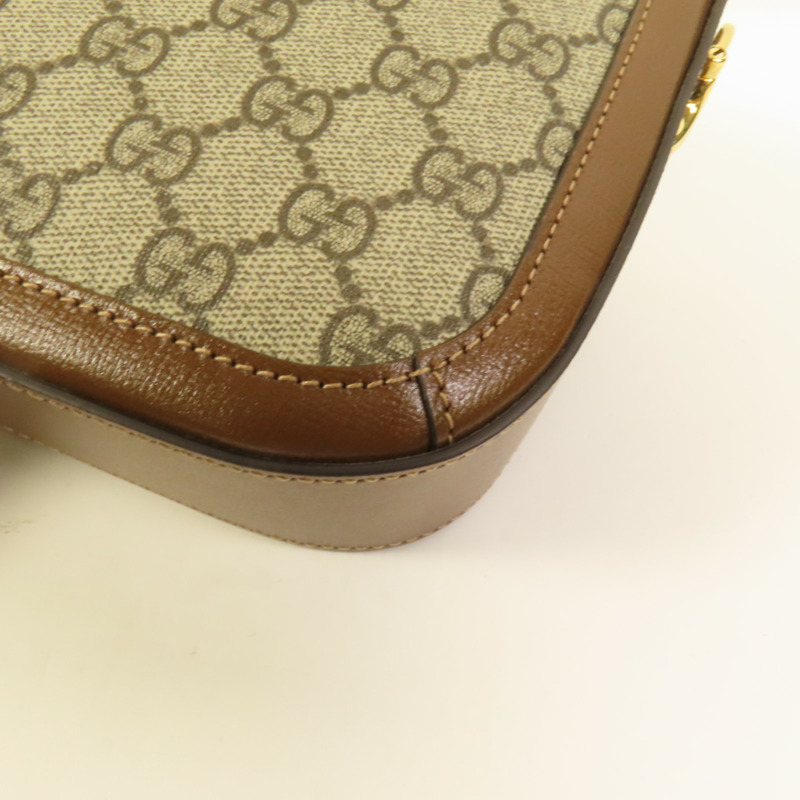 GUCCI 塗層帆布Horsebit 1955 Mini金扣肩背袋-15
