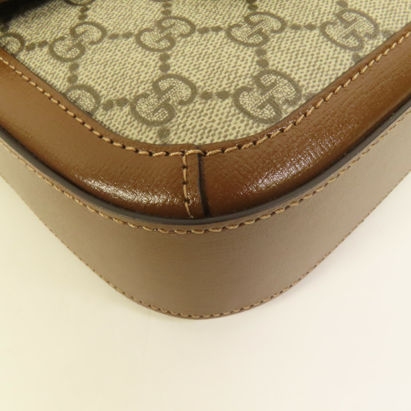 GUCCI 塗層帆布Horsebit 1955 Mini金扣肩背袋-16