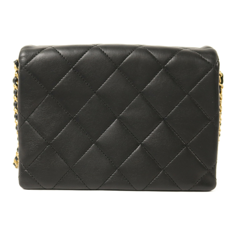 CHANEL 牛皮皮革Chain Shoulder金扣鏈帶肩背袋-1