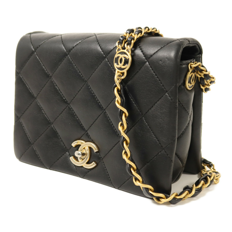 CHANEL 牛皮皮革Chain Shoulder金扣鏈帶肩背袋-2