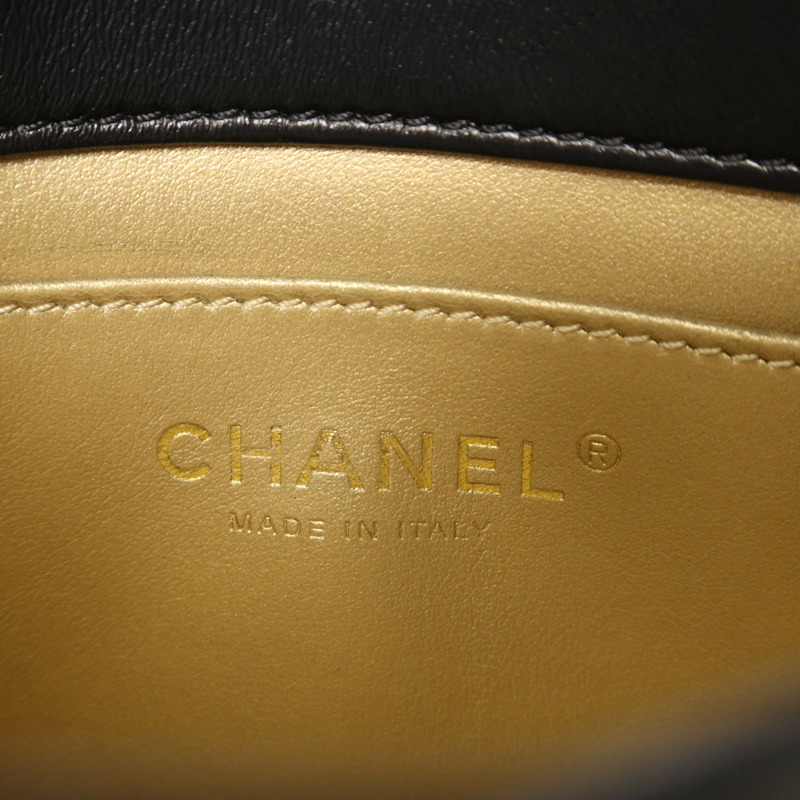 CHANEL 牛皮皮革Chain Shoulder金扣鏈帶肩背袋-5