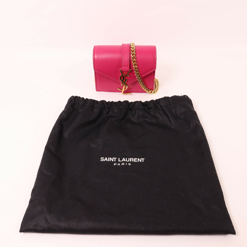 YVES SAINT LAURENT 牛皮皮革Shoulder Bag金扣鏈帶肩背袋-9
