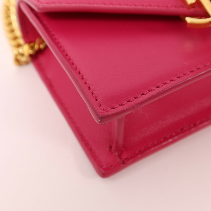 YVES SAINT LAURENT 牛皮皮革Shoulder Bag金扣鏈帶肩背袋-10