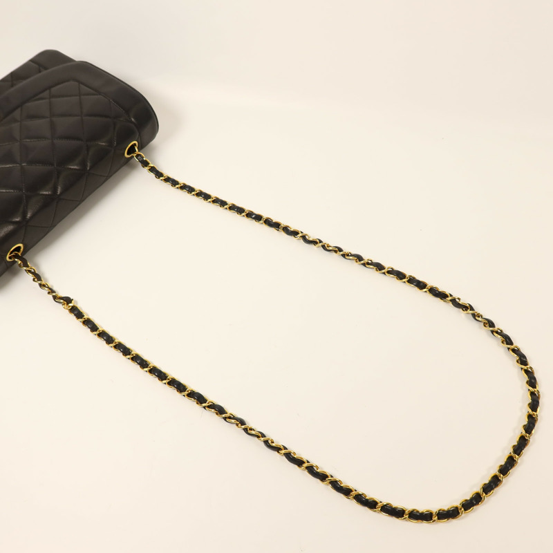 CHANEL 羊皮皮革Diana金扣鏈帶肩背袋-8