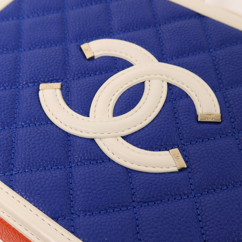 CHANEL 牛皮皮革Filigree Vanity Case Small金扣鏈帶手挽肩背兩用袋-9