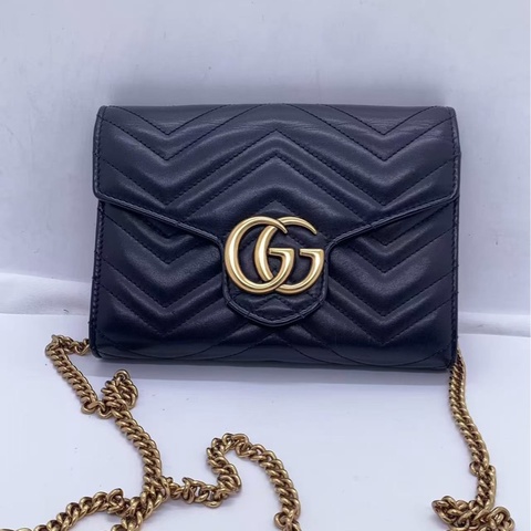 二手Gucci GG Marmont黑色鏈條包