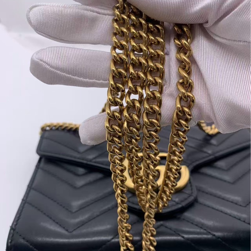 二手Gucci GG Marmont黑色鏈條包-7