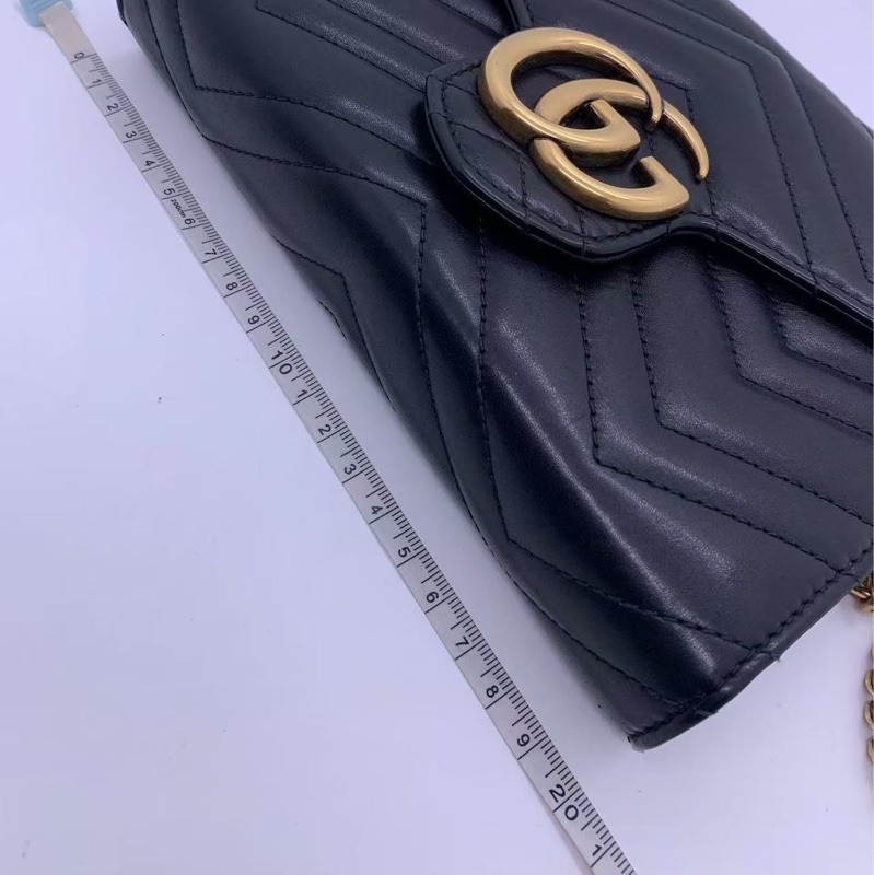 二手Gucci GG Marmont黑色鏈條包-11