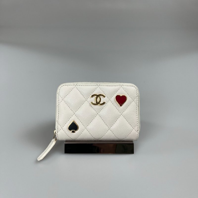 CHANEL 愛心季節款零錢包 荔枝白 AP3082/晶片款-0