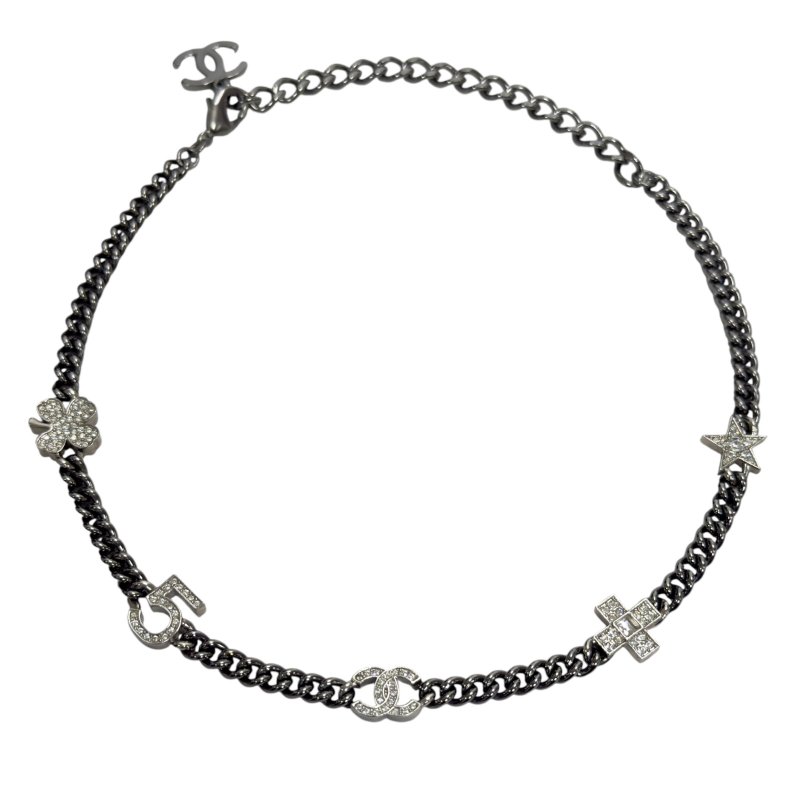 CHANEL CC 水鑽 經典元素 五花 頸鏈-0