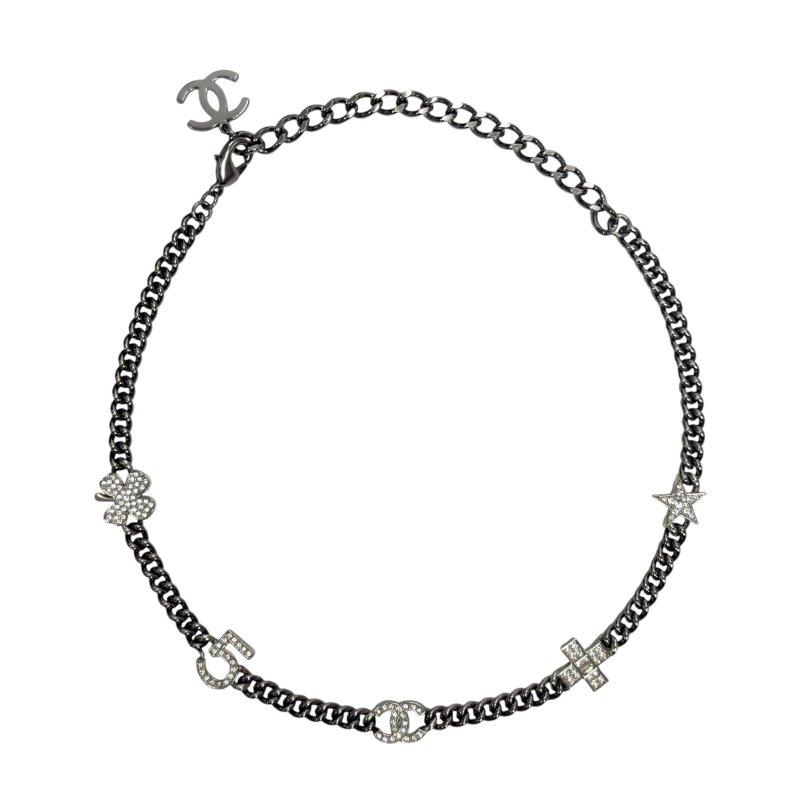 CHANEL CC 水鑽 經典元素 五花 頸鏈-2