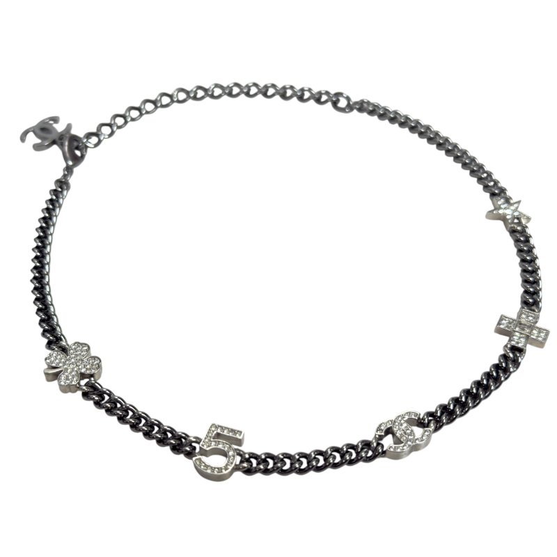 CHANEL CC 水鑽 經典元素 五花 頸鏈-3