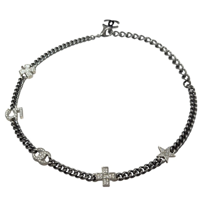 CHANEL CC 水鑽 經典元素 五花 頸鏈-4