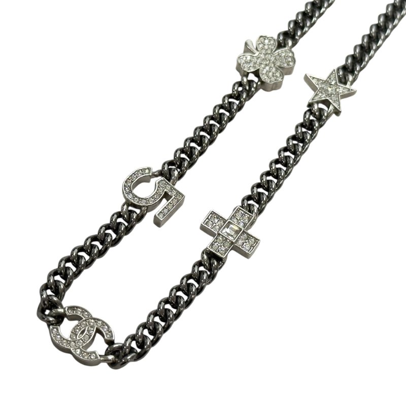 CHANEL CC 水鑽 經典元素 五花 頸鏈-10