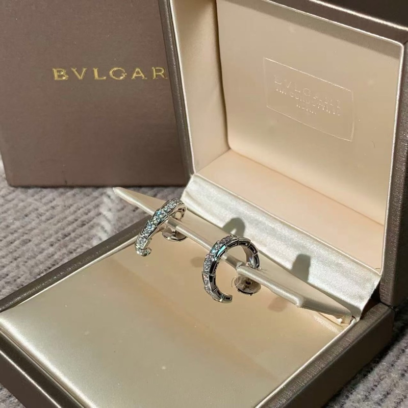 Bvlgari 寶格麗白金serpenti靈蛇耳釘滿鑽，配件盒子保卡，2020購入，上耳非常好看-4