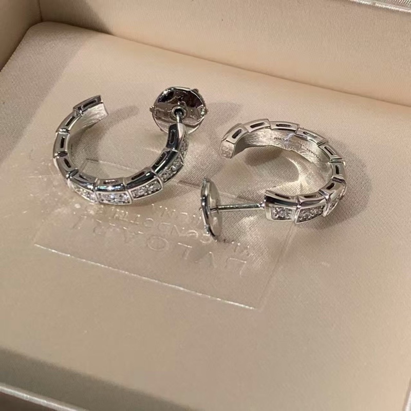 Bvlgari 寶格麗白金serpenti靈蛇耳釘滿鑽，配件盒子保卡，2020購入，上耳非常好看-5