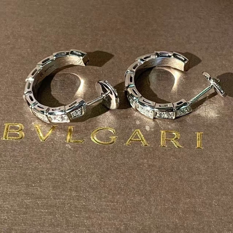 Bvlgari 寶格麗白金serpenti靈蛇耳釘滿鑽，配件盒子保卡，2020購入，上耳非常好看-8