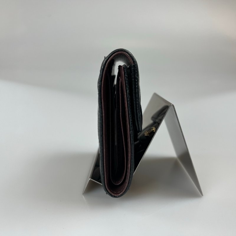 CHANEL CF三折短夾 荔枝黑金 29開-2