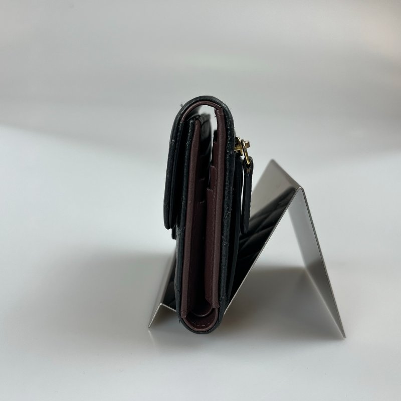 CHANEL CF三折短夾 荔枝黑金 29開-3