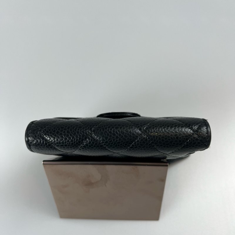 CHANEL CF三折短夾 荔枝黑金 29開-4