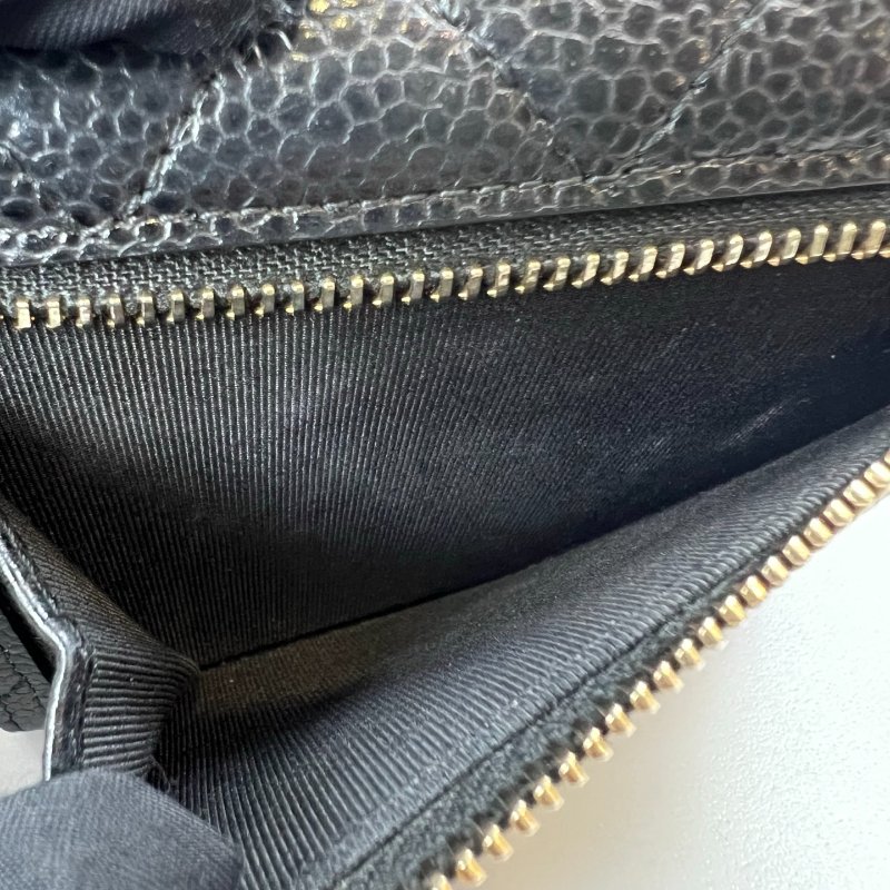 CHANEL CF三折短夾 荔枝黑金 29開-8