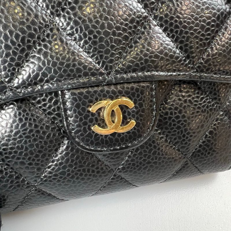 CHANEL CF三折短夾 荔枝黑金 29開-9