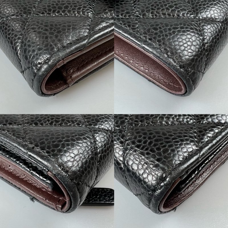 CHANEL CF三折短夾 荔枝黑金 29開-10