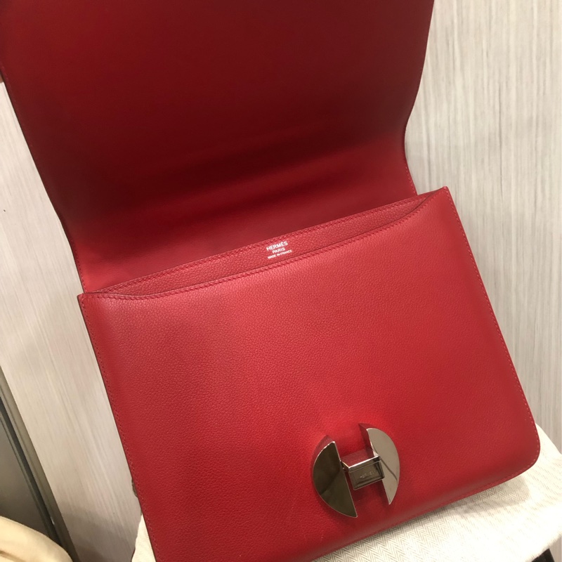 Hermes 愛馬仕 2002 大號 gq 紅 el 皮 c 刻銀扣-7