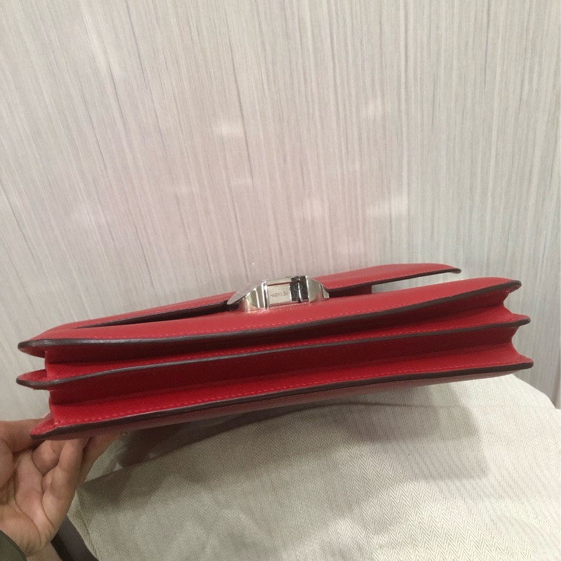 Hermes 愛馬仕 2002 大號 gq 紅 el 皮 c 刻銀扣-10