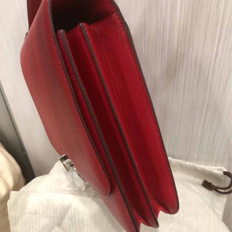 Hermes 愛馬仕 2002 大號 gq 紅 el 皮 c 刻銀扣-11