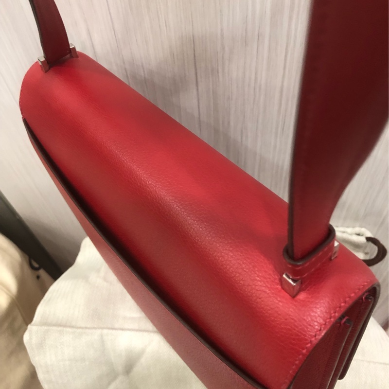 Hermes 愛馬仕 2002 大號 gq 紅 el 皮 c 刻銀扣-12