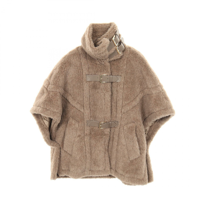 MAX MARA 泰迪熊披肩斗篷外套羊絨羊駝毛棕色二手-0