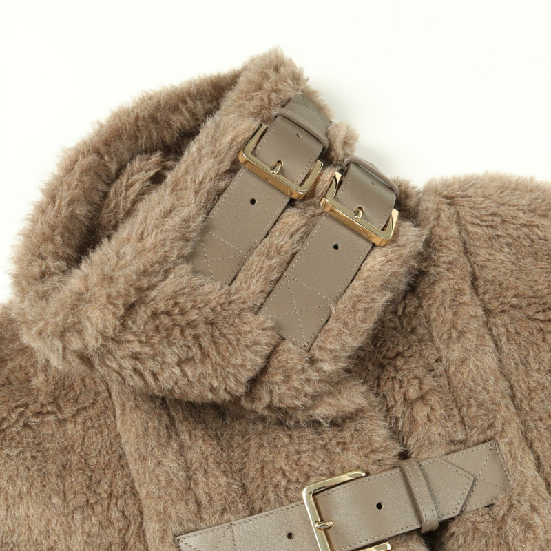 MAX MARA 泰迪熊披肩斗篷外套羊絨羊駝毛棕色二手-5