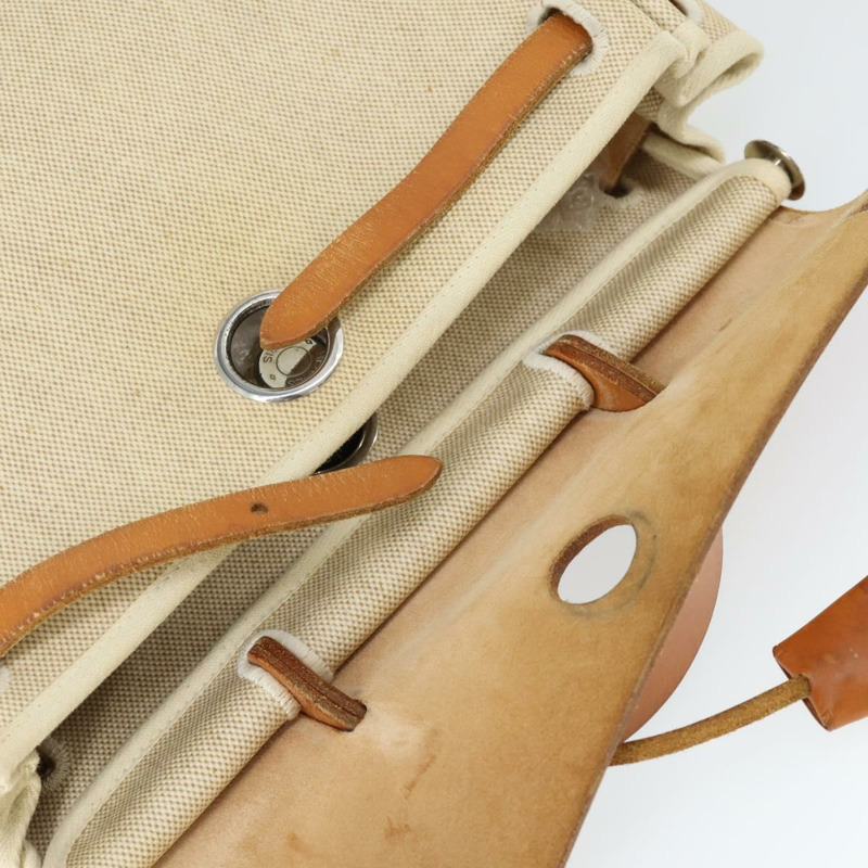 【日本直送】愛馬仕 Her 包 Ad PM 雙肩包帆布皮革兩用米色銀色正品 164341-9