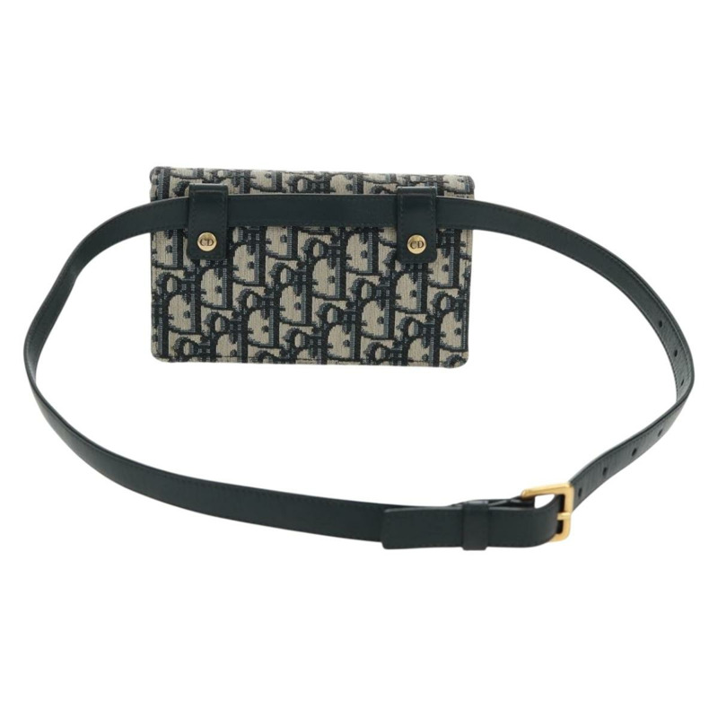 【日本直送】Christian Dior Trotter帆布馬鞍斜背包 海軍藍 金色 正品 165390V-1