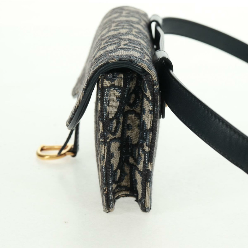 【日本直送】Christian Dior Trotter帆布馬鞍斜背包 海軍藍 金色 正品 165390V-2
