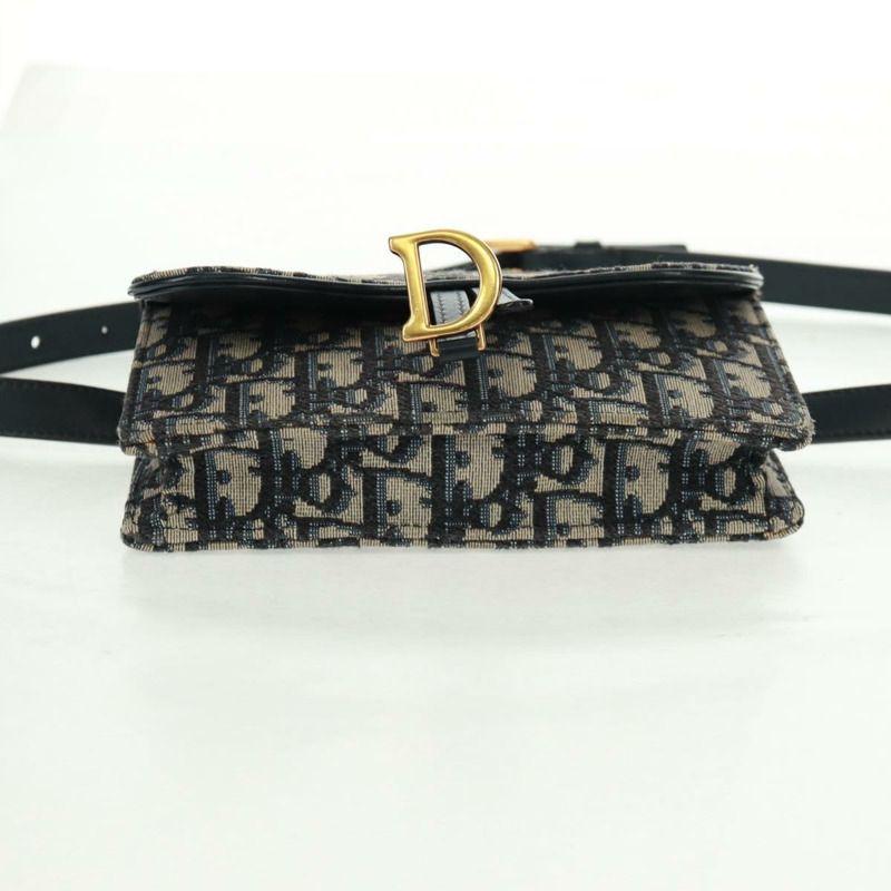 【日本直送】Christian Dior Trotter帆布馬鞍斜背包 海軍藍 金色 正品 165390V-4
