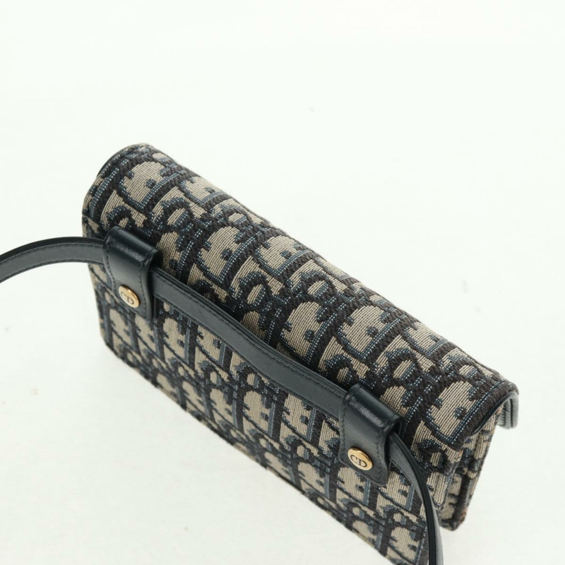 【日本直送】Christian Dior Trotter帆布馬鞍斜背包 海軍藍 金色 正品 165390V-5