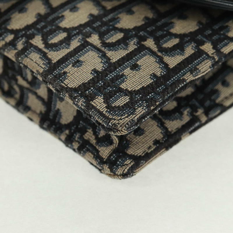 【日本直送】Christian Dior Trotter帆布馬鞍斜背包 海軍藍 金色 正品 165390V-14