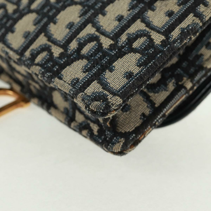 【日本直送】Christian Dior Trotter帆布馬鞍斜背包 海軍藍 金色 正品 165390V-16