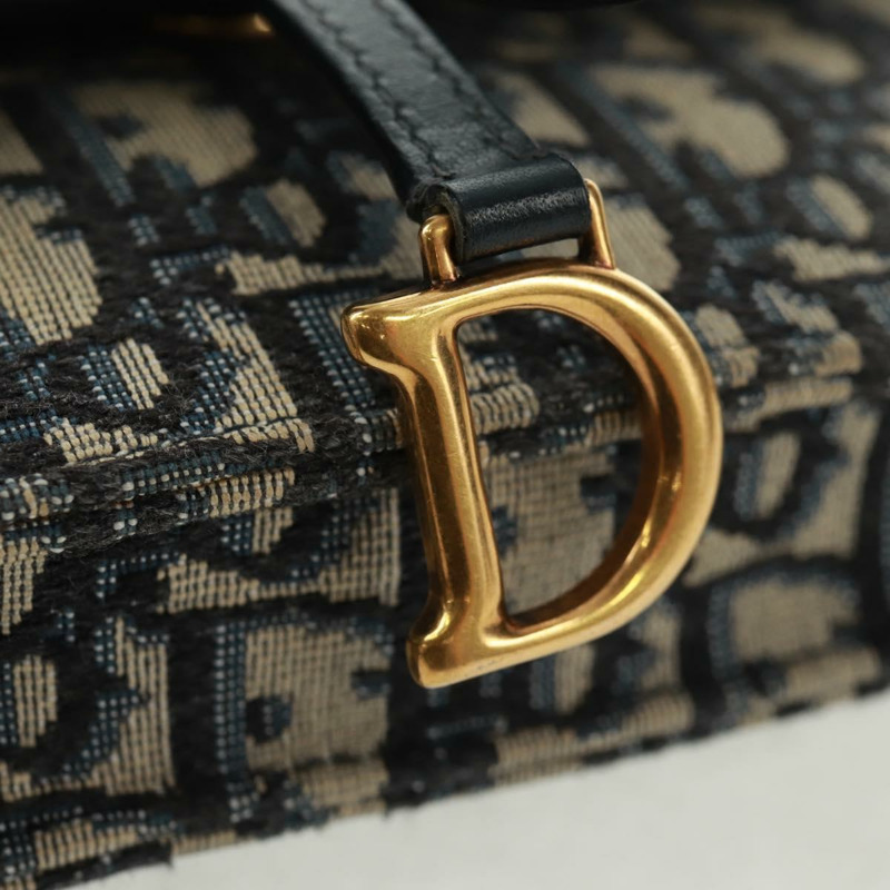 【日本直送】Christian Dior Trotter帆布馬鞍斜背包 海軍藍 金色 正品 165390V-17