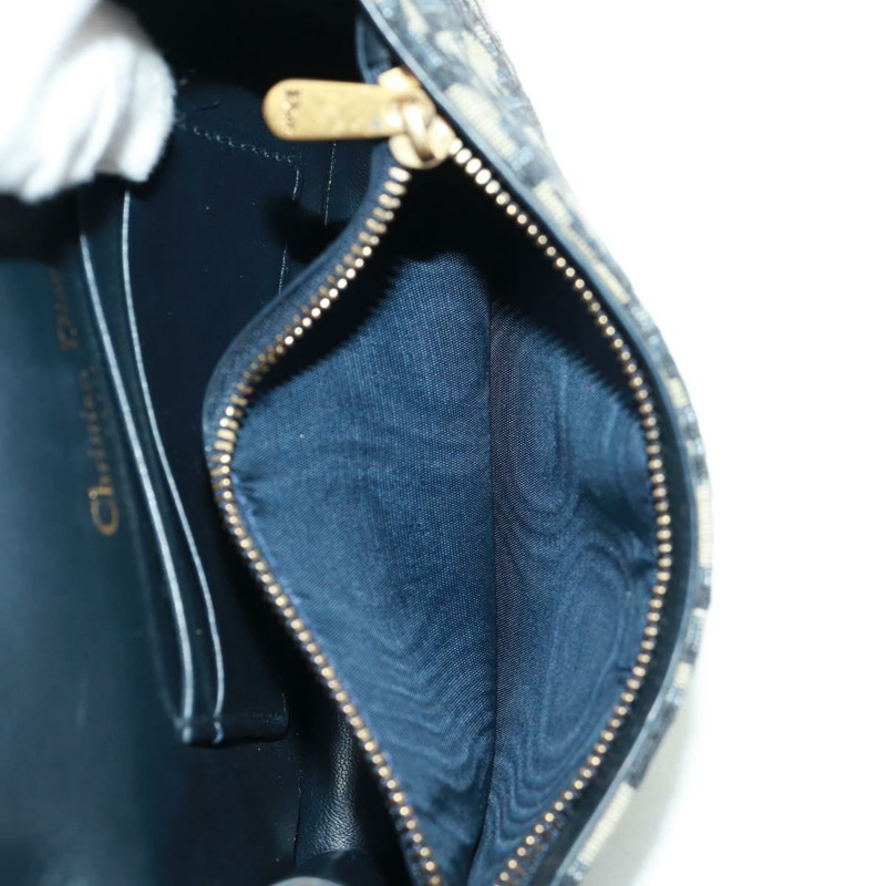 【日本直送】Christian Dior Trotter帆布馬鞍斜背包 海軍藍 金色 正品 165390V-22