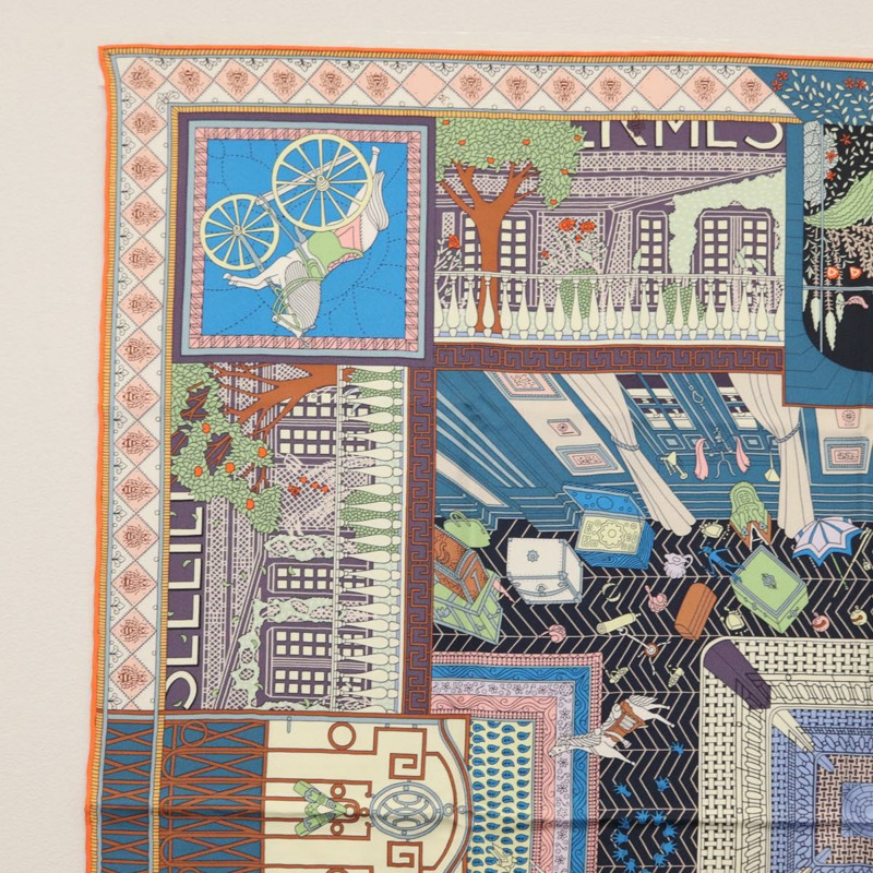 【日本直送】HERMES Carre 90 圍巾「Objets de Curiosite」真絲多色正品 166411SAM-1