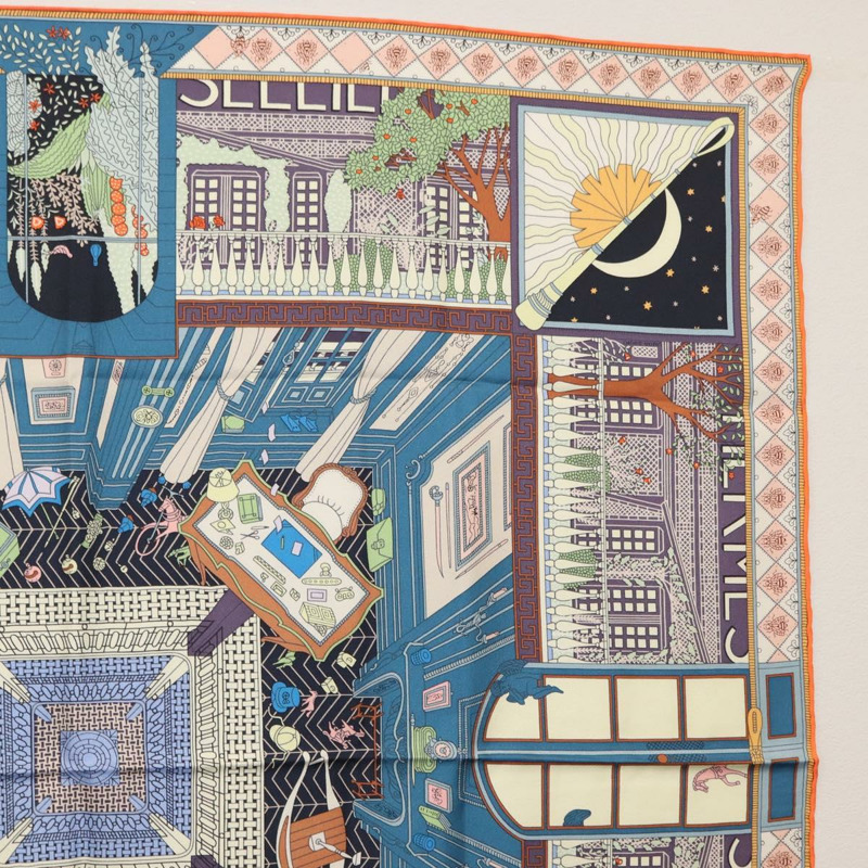 【日本直送】HERMES Carre 90 圍巾「Objets de Curiosite」真絲多色正品 166411SAM-3