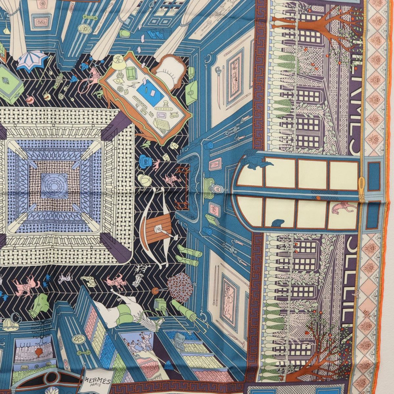 【日本直送】HERMES Carre 90 圍巾「Objets de Curiosite」真絲多色正品 166411SAM-6