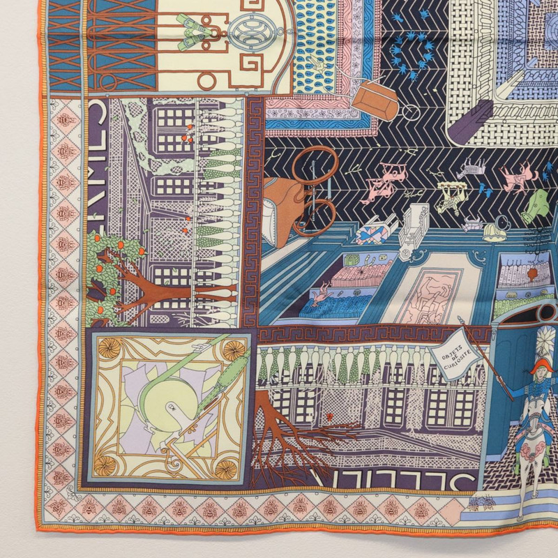 【日本直送】HERMES Carre 90 圍巾「Objets de Curiosite」真絲多色正品 166411SAM-7