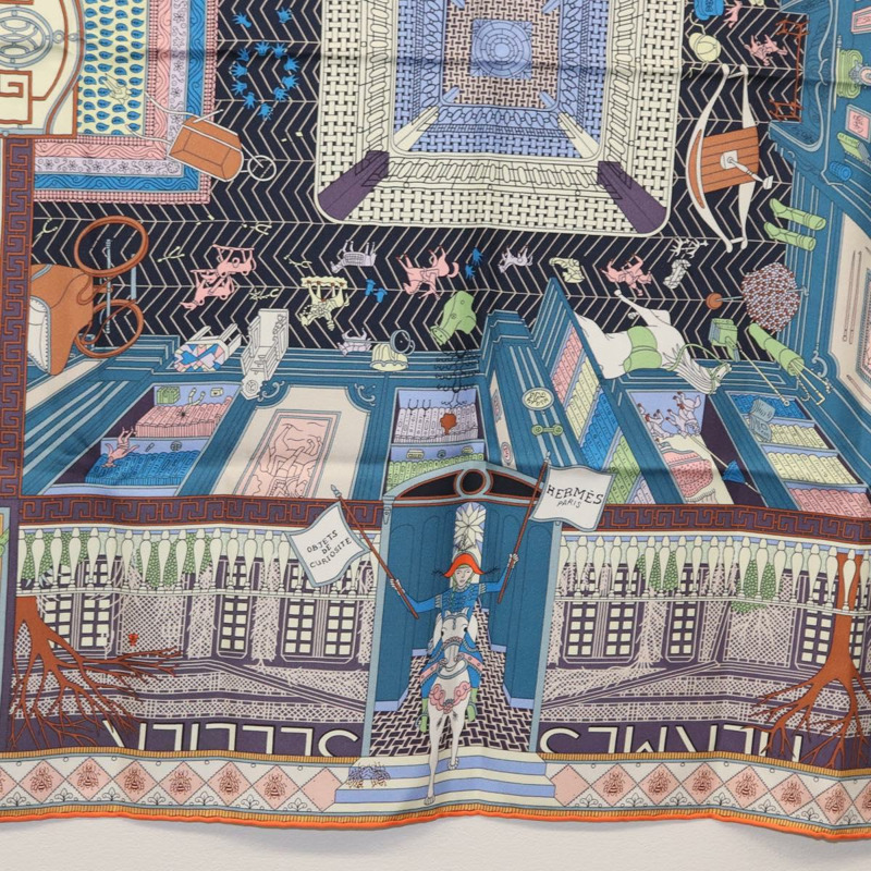 【日本直送】HERMES Carre 90 圍巾「Objets de Curiosite」真絲多色正品 166411SAM-8