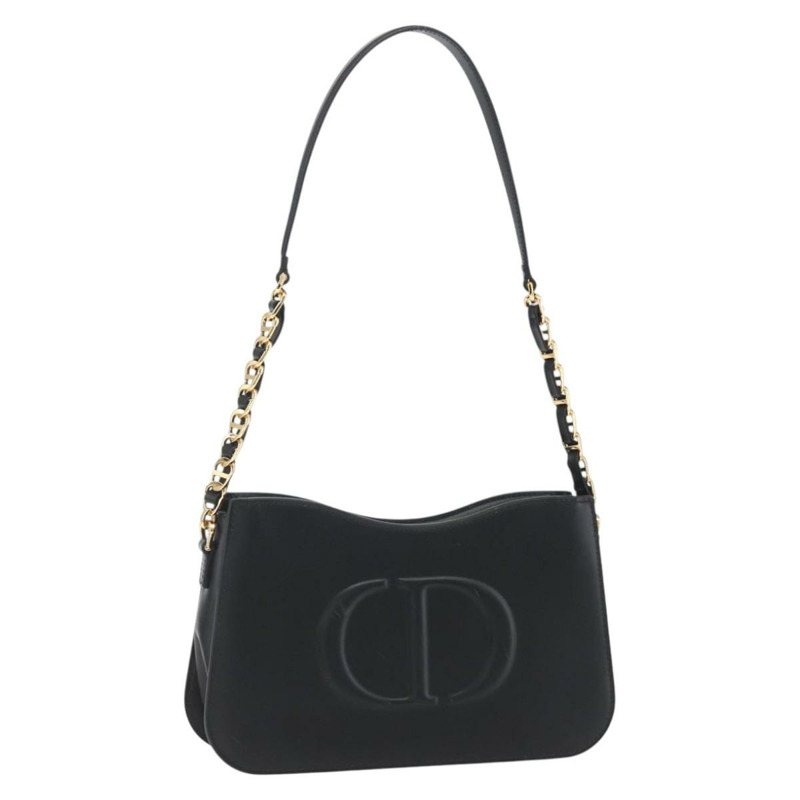 【日本直送】Christian Dior 黑色金色皮革肩背包，正品 ka1879SAM-0